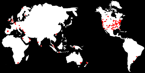 World Map of Reiki List Distribution